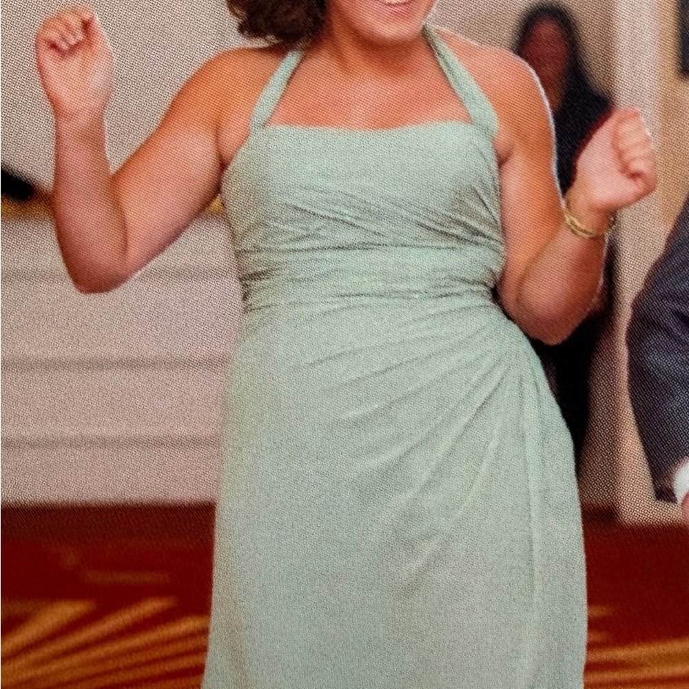 Bill Levkoff Strapless/Halter Sea foam Bridesmaid Dress
